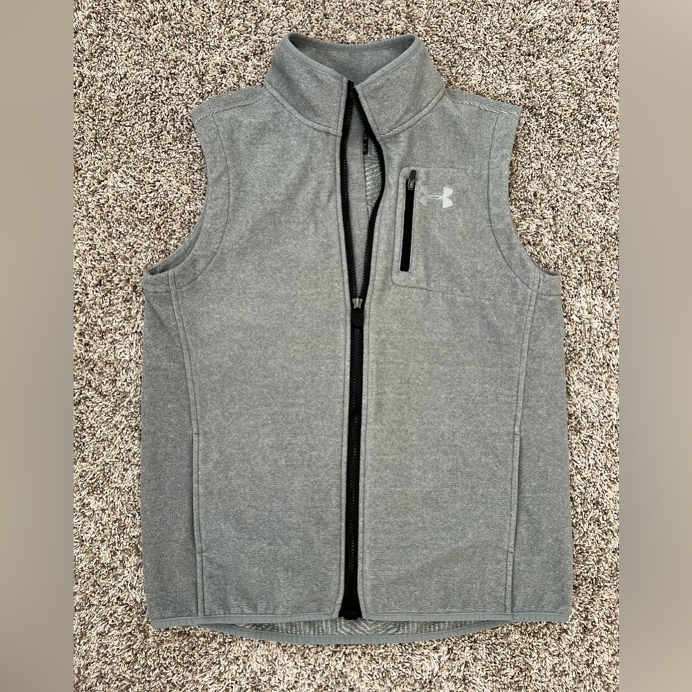 Under Armour Grey Kids Fleece Vest with Chest Pocket
